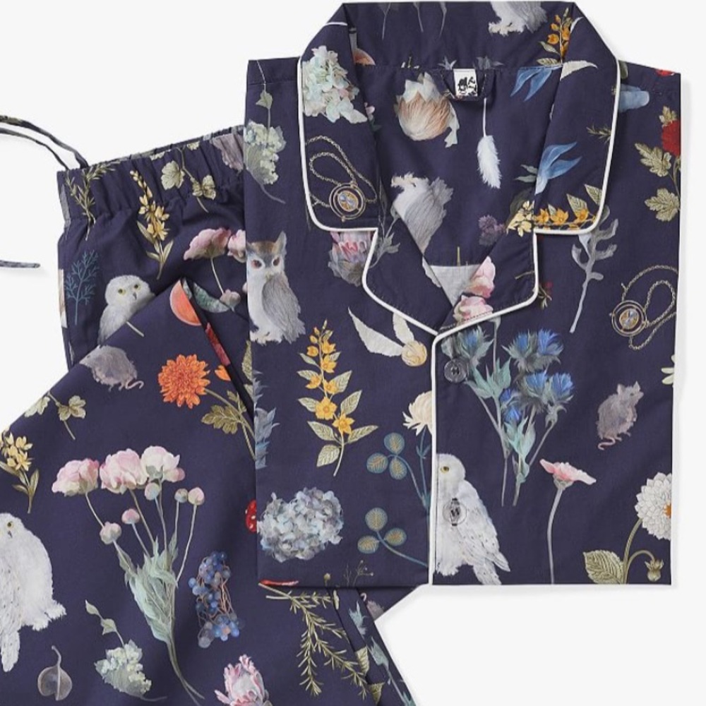 Pottery Barn Teen Navy Floral Pajama Set Size M